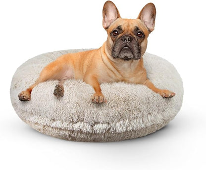 Bessie and Barnie - Luxury Extra Plush Faux Fur Bagel Pet/Dog Bed (Blondie, S)