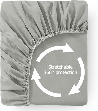 2 Pack Twin XL Premium Waterproof Mattress Protector, Soft Breathable Mattress Pad, Noiseless Waterproof Bed Cover - Stretch to 21" Fitted Deep Pocket Mattress Protection Cover - Light Grey