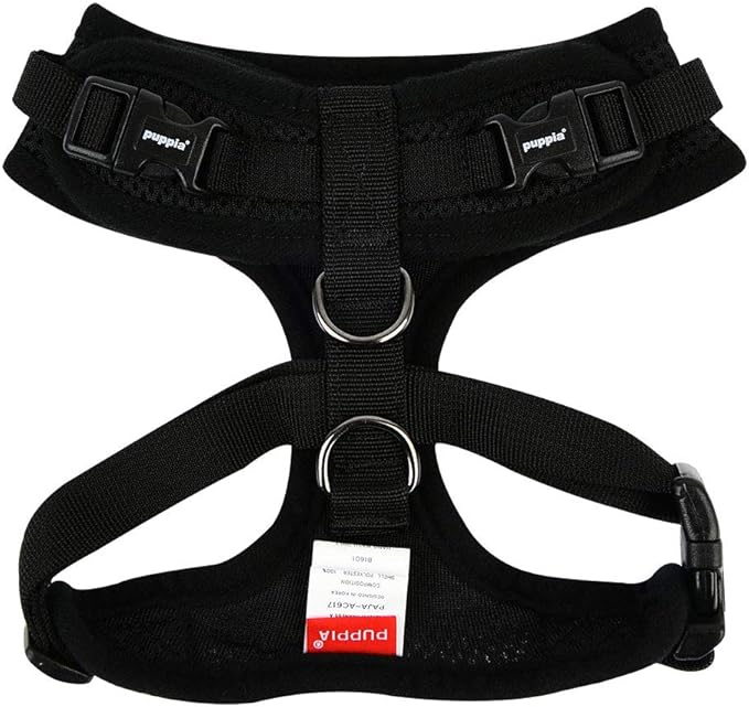 Authentic Puppia RiteFit Harness with Adjustable Neck, Black, Extra-Large