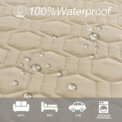 Tcksstex Waterproof and Non-Slip Dog Bed Cover and Pet Blanket Sofa Pet Bed Mat ，car Incontinence Mattress Protectors Furniture Couch Cover for Most Cats Dogs,Pets（52x82-Beige）