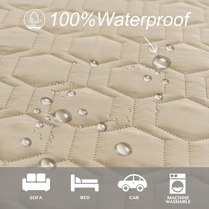Tcksstex Waterproof and Non-Slip Dog Bed Cover and Pet Blanket Sofa Pet Bed Mat ，car Incontinence Mattress Protectors Furniture Couch Cover for Most Cats Dogs,Pets（30x70-Beige）