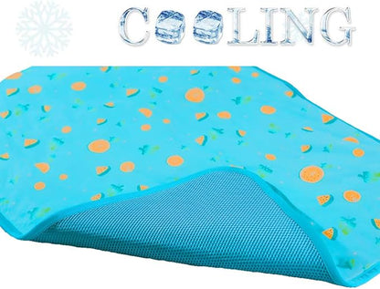 SEIS Dog Ice Pad Ice Silk Cats Kennel Mat Pet Cooling Pad Summer Cool Bamboo Mat Breathable Pad (Blue Fruit, L
