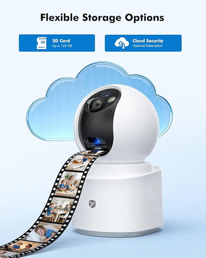Battery Powered pet camera,true Wireless Indoor Camera, 4MP 2.5K WiFi Camera with Color Night Vision, 355° Pan Tilt, Motion Detection, 2-Way Audio, Dog/Cat/Kids/Baby/Pet Monitor & indoor security
