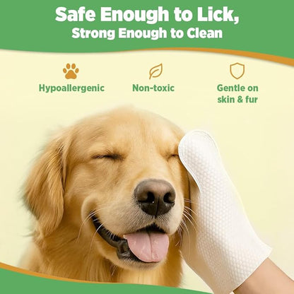 20pc. Premium Pet Glove Cleaning Wipes for Dogs & Cats | Textured, Deodorizing & Hypoallergenic Gloves with Aloe Vera & Shea Butter – Gentle, Skin-Safe Wipes for Fur, Face & Body, Odor Control