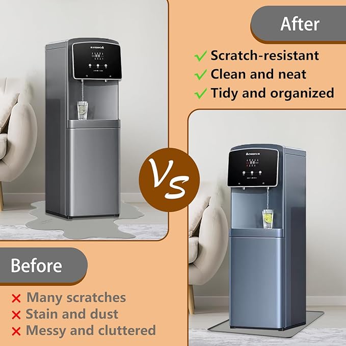Water Cooler Mat,24x16x0.8 inches Non-Slip Silicone Pet Mat with Raised Edge,Multipurpose Leakproof Drip Tray Kitchen and Appliance Floor Protector Mat for Home Appliances（Grey）