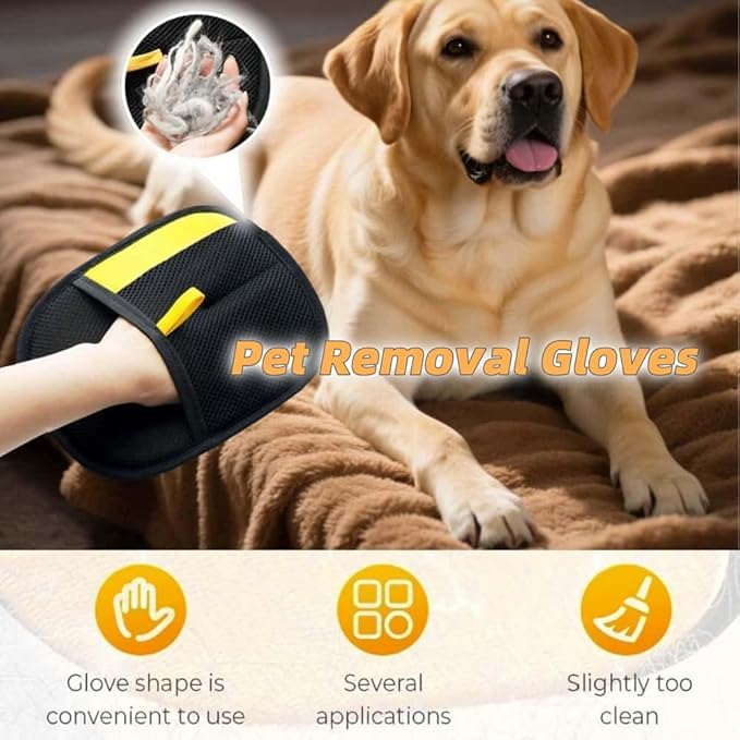 Pet Removal Gloves for Dogs & Cats, Upgrade Reusable Pet Hair Remover Gloves (3pcs)