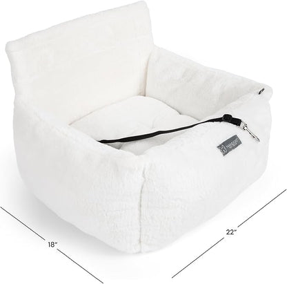 NANDOG Medium Cloud Car Seat in Pearl White - Ultra Plush Fabric Secure & Modern Design - Perfect for Small/Medium Dogs & Cats