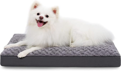 Dog Crate Bed Waterproof for Small Dogs - Rose Velvet Soft Fluffy Washable With Removable Cover & Anti-Slip Bottom, 23 x 17 Inch, Gray