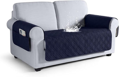 VANSOFY Couch Cover, Waterproof Sofa Covers Washable Slipcover Furniture Protector Couch Seat Covers Non-Slip Couch Cover for Dogs, Pets(Loveseat, Dark Blue)