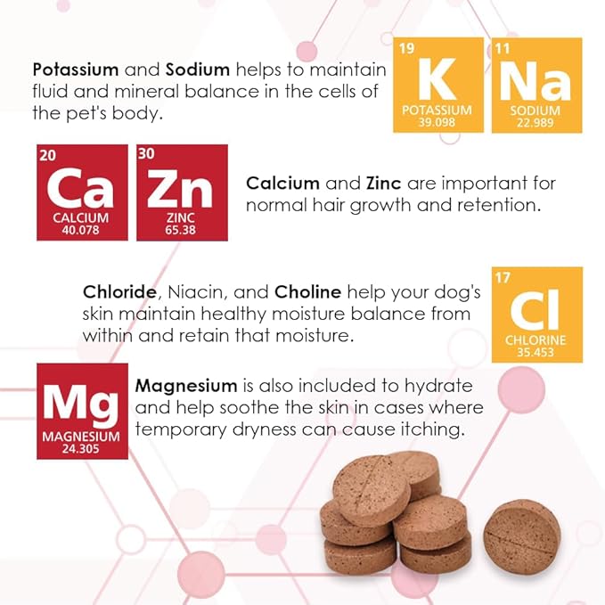 Derm Tabs Extra Strength for Dogs - Natural Oil, Vitamins, Minerals, and Antioxidants - Support Healthy Skin and Reduce Shedding -60 Chewable Tablets