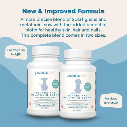PranaPets Lignans & Melatonin with Biotin Blend Naturally Aids in Relieving Symptoms of Cushing’s in Dogs up to 25 lb | Promote Healthy Balance & Overall Well-Being