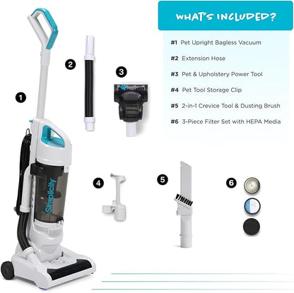 Simplicity Vacuums Pets Pro, Hard Floor and Carpet Vacuum Cleaners for Home Pet Hair, Upright, Bagless Lightweight, Powerful Suction in Homes with Dogs Plus Upholstery, Dust and Crevice Tools, SVPET