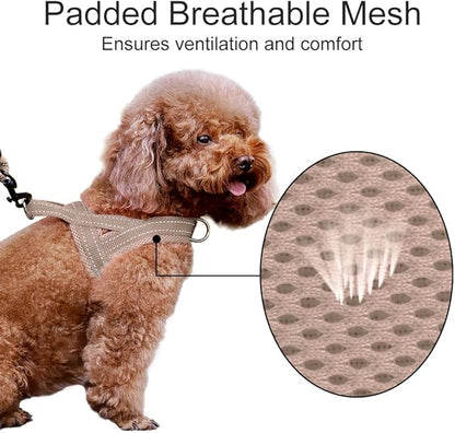 Plutus Pet No Pull Dog Harness with Breathable Mesh Padded, Adjustable Reflective Escape Proof Dog Harness, Quick Fit Dog Vest Harness for Small Medium Large Dogs(XXS, Beige)