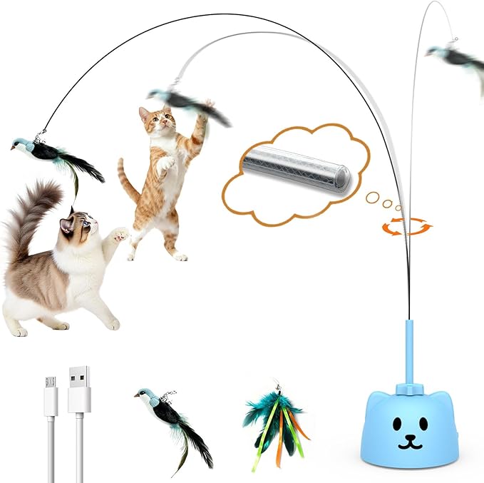 CATPICK Interactive Cat Toys for Indoor Cats Automatic Electric Flying Bird Feather Cat Toy - Best Kitten & Adult Cat Enrichment Toy Stick-on Hanging Electric Kitty Toys for Bored Cats