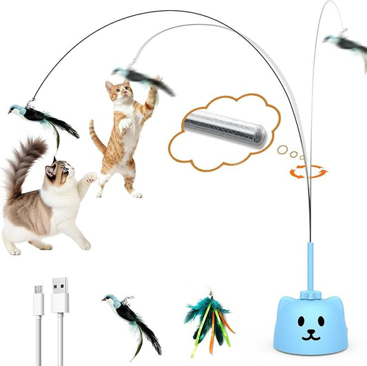 CATPICK Interactive Cat Toys for Indoor Cats Automatic Electric Flying Bird Feather Cat Toy - Best Kitten & Adult Cat Enrichment Toy Stick-on Hanging Electric Kitty Toys for Bored Cats
