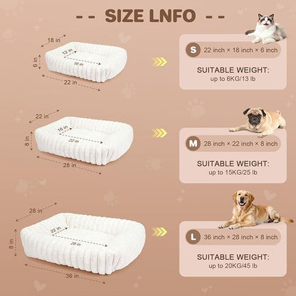 Cat Beds for Indoor Cats, Square Self Warming Cat Bed Orthopedic Pet Bed with Pillow Super Soft Rabbit Fur Small Dog Beds, Calming Plush Kitten Bed with Removable Washable Cover & Anti-Slip Bottom