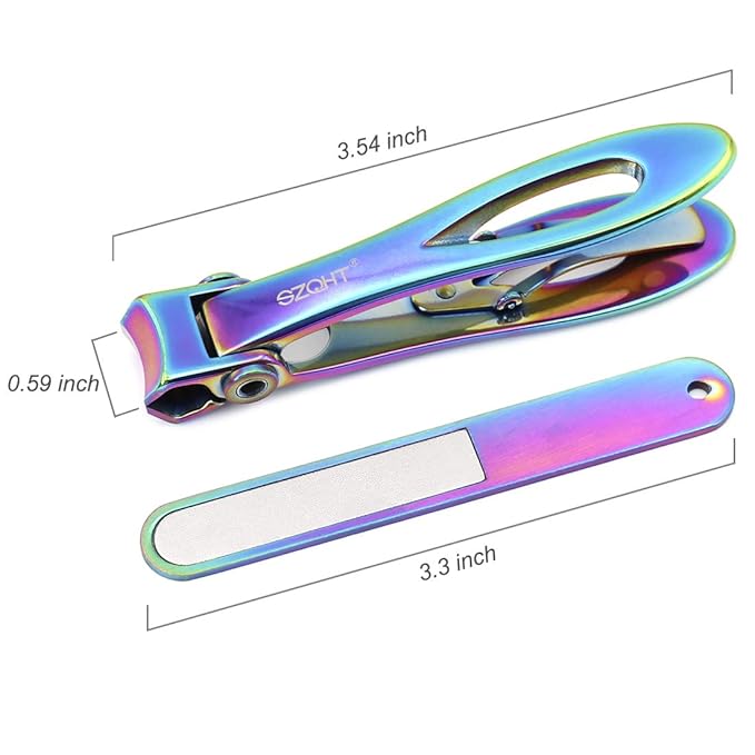 SZQHT Ultra Wide Jaw Opening Nail Clippers Set, Toenail Clippers for Thick Nails, Heavy Duty Nail Cutter, Stainless Steel Toe Nail Clippers for Seniors, Men & Women Manicure,Pedicure,Big(Prismatic)
