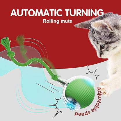 Interactive Cat Toys for Indoor Cats, Interactive Pet Toy Ball, Cat Toy Ball for Bored Indoor Cats, Smart Rolling Ball for Dogs & Cats (Grey)