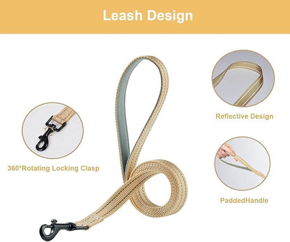 Hipubby Dog Harness and Leash Set, No Pull Soft Mesh Puppy Harness for Small Medium Dogs, Cats - Step in Reflective Breathable Lightweight Vest Harness for Walking, Training - Khaki, XXS