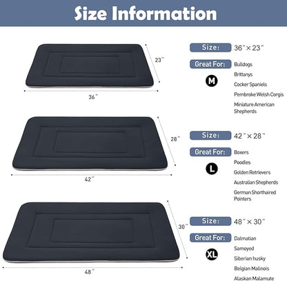 JoicyCo Dog Bed Soft Dog Crate Bed Pad Mat, 36 in Non Slip Bottom Washable Beds for Medium and Large Dogs, Pet Bed Mattress Kennel Pad, Dark Gray