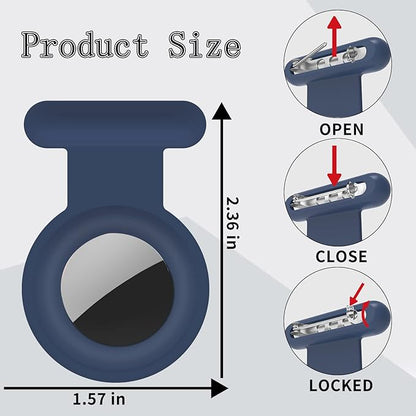 2 Pack Holder Case Compatible for Airtag Tracker, Silicone Hidden GPS Kid Airtag Holder with Invisible Pin, Anti Lost Apple Air Tag Case Cover for Toddlers, Elderly, Pet, Clothing(Blue and Black)