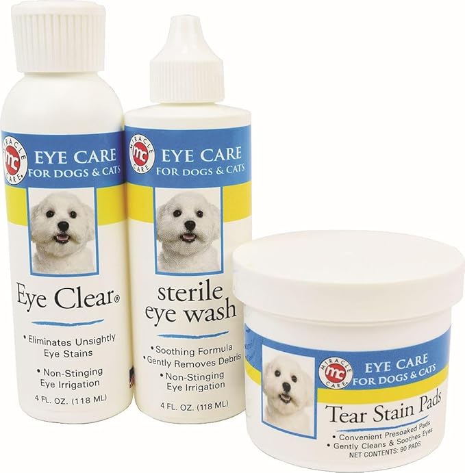 Miracle Care Eye Clear for Dogs and Cats, 4 Ounce, Non Stinging Eye Drops to Remove Tear Stains and Debris