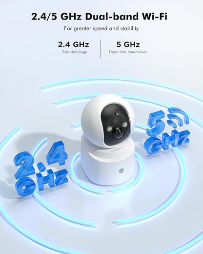 Battery Powered pet camera,true Wireless Indoor Camera, 4MP 2.5K WiFi Camera with Color Night Vision, 355° Pan Tilt, Motion Detection, 2-Way Audio, Dog/Cat/Kids/Baby/Pet Monitor & indoor security