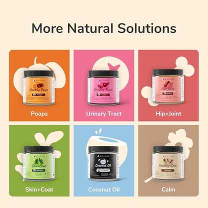 kin+kind Healthy Poops - Organic Pumpkin Powder for Dogs and Cats - Digestive and Probiotic Support w/Prebiotics & Fiber Powder - Cat & Dog Vitamins and Supplements for Sensitive Stomach - 3 x 4 oz