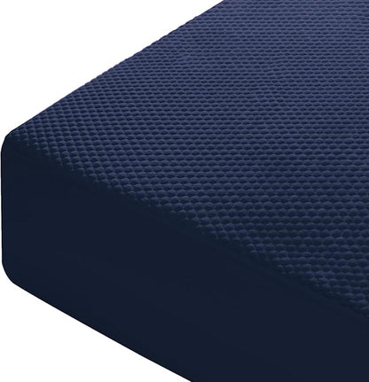 OhGeni 100% Waterproof Mattress Protector, King-Navy Blue Size Mattress Pad, Fits 6"-20" Mattresses with Deep Pocket, Cooling, Breathable Fitted Sheets, Soft Bed Cover, Noiseless, Machine Washable