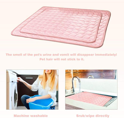 2026 Upgraded Washable Dog Cooling Mat Ice Silk Cooling Mat for Dogs Pet Self Cooling Pad Blanket Dog Cooling Pad (Q-Max>0.4) for Indoor & Outdoor Car Seats (Pink, 28x22 in)