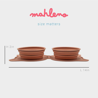 Collapsible Dog Bowls for Travel, 2-in-1 Silicone Slow Feeder with Clip, Portable Dog or Cat Pet Food & Water Bowl Set (Rose Quartz)
