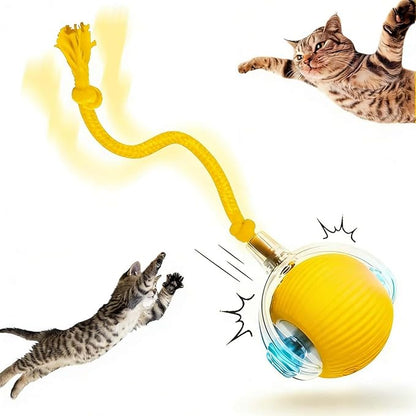 Interactive Rotating Cat Ball Toy, 360 Smart Rolling Ball Electric, Automatic Moving for Cats & Kittens (Yellow)