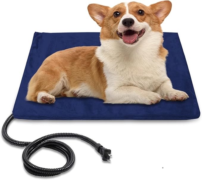 Pet Heating Pad with Chew Resistant Cord,Indoor Waterproof Heated Pet Mat with Constant Temperature and Machine Washable Cover for Dog and Cat, 60x45CM (Small)