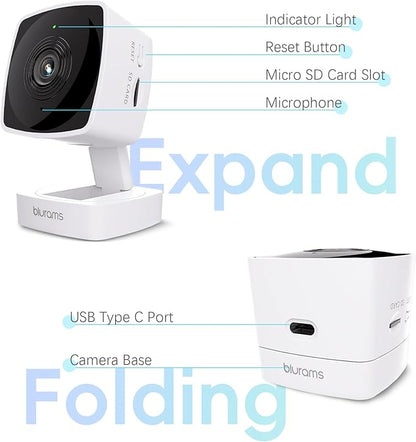blurams 2.4G/5G Cameras for Home Security, 2K Pet Camera Indoor with Phone App, Window Security Camera w/Motion Detection, 2-Way Talk, IR Night Vision