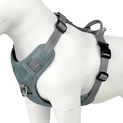 Plutus Pet No Pull Dog Harness, Reflective Adjustable Dog Vest Harness with Handle, Escape Proof, Soft Padded for Small Medium Large Dogs (Gray, M)