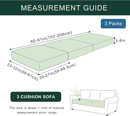 hyha Individual Couch Cushion Covers, Stretch Magic Sofa Seat Cushion Covers Washable, Dog Couch Sofa Slipcover for Pets, Kid with Elastic Bottom(3PC, Beige)