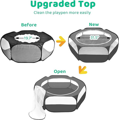 Amakunft Small Animal Pop-Up Playpen with Mesh Cover, 47'' x 23.6'' x 15'' Chicken Brooder Box, Play Pen Indoor Outdoor for Guinea Pigs, Bunny, Rabbits, Ferrets, Chinchillas, Kittens
