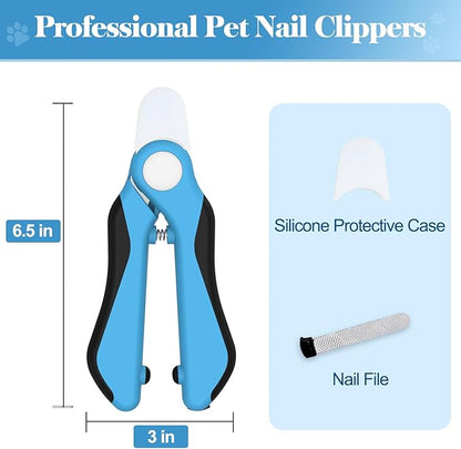 Swihauk Heavy Duty Dog Nail Clippers and Trimmers, Professional Pet Nail Clippers with Nail File for Dogs Cats Small Animal, Claw Clippers with Safety Guard to Prevent Over-Cutting, Blue