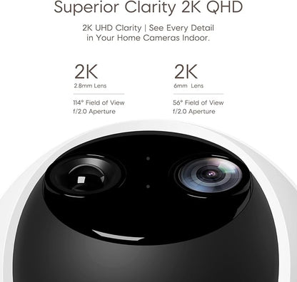 VSTARCAM 2K Dual Lens Indoor Security Camera, 10X Hybrid Zoom WiFi Camera for Home Security, 360° AI Tracking Pet Baby Monitor, Color Night Vision, 2-Way Audio, Support Cloud & 256GB SD Card Storage