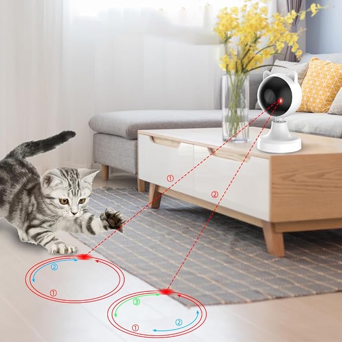 Automatic Smart Laser Cat Toy, USB Rechargeable Interactive Rotating Laser Pointer for Indoor Cats, 2 Modes & Adjustable Speed