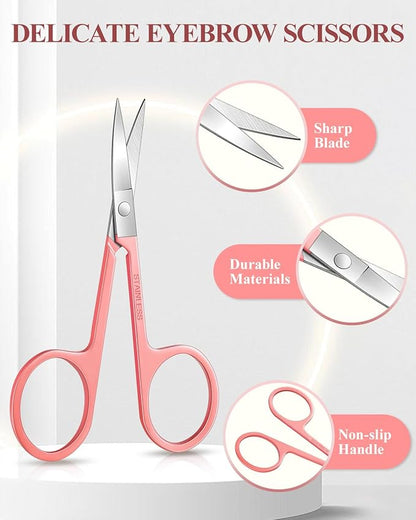 MORGLES Eyebrow Tweezers for Women Facial Hair, 10 in 1 Eyebrow Kit with Pimple Popper and Blackhead Remover Tools, Precision Ingrown Hair Tweezers Set with Travel Bag, Grooming Beauty Set