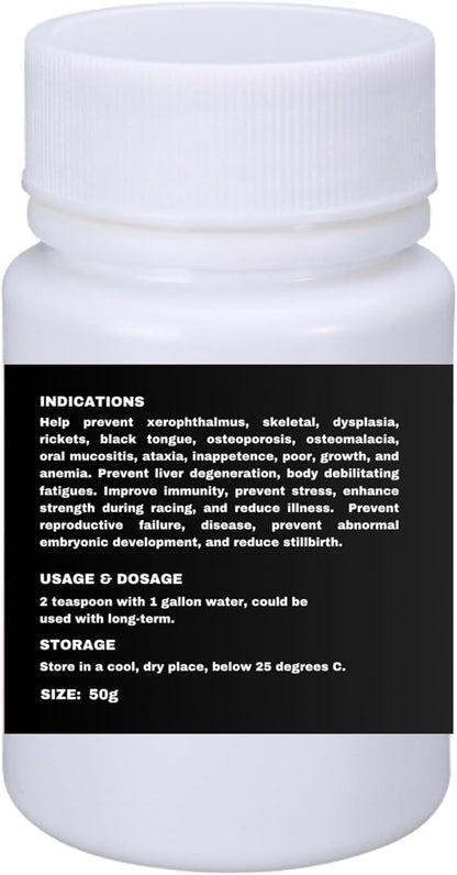 Multivitamin Powder for Pigeons – Ultimate Vitamin Formula for Racing & Breeding – Supports Growth, Bone Strength, Reproductive Health & Feather Health - Promotes Peak Performance & Well-Being 50g