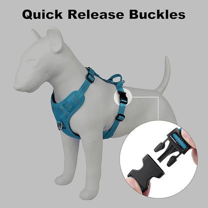 Plutus Pet No Pull Dog Harness, Reflective Adjustable Dog Vest Harness with Handle, Escape Proof, Soft Padded for Small Medium Large Dogs (Light Blue, XL)
