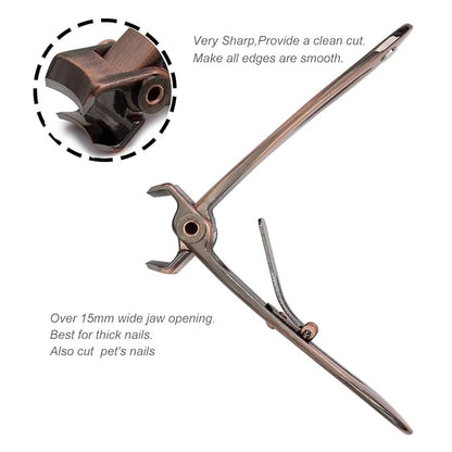 SZQHT Ultra Wide Jaw Opening Nail Clippers Set, Toenail Clippers for Thick Nails, Heavy Duty Nail Cutter, Stainless Steel Toe Nail Clippers for Seniors, Men & Women Manicure,Pedicure,Big(Bronze)