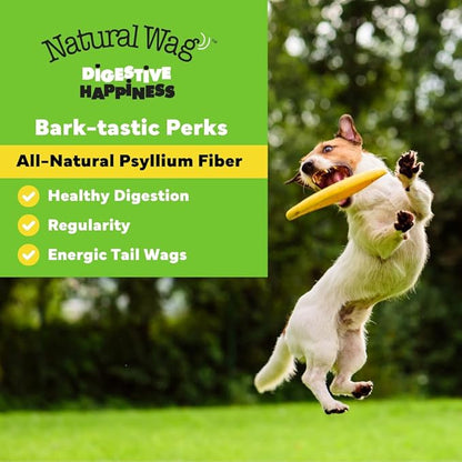 Natural Wag Digestive Happiness 100% All-Natural Psyllium Husk Powder for Dogs - Single Ingredient Fiber Dog Food Topper Mix-in - Aids Regularity and Gut Health, Supports Digestion & Elimination