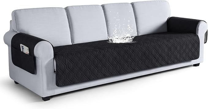 VANSOFY Couch Cover, Waterproof Sofa Covers Washable Slipcover Furniture Protector Couch Seat Covers Non-Slip Couch Cover for Dogs, Pets(Oversized Sofa, Black)