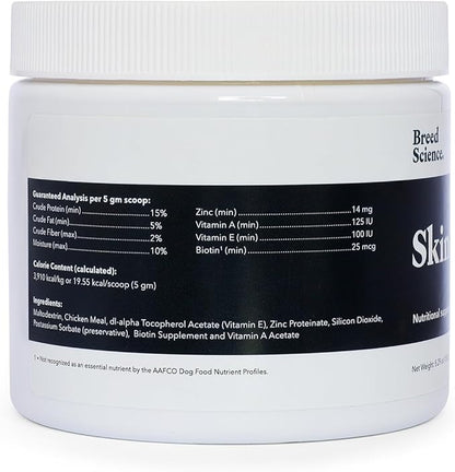 Skin and Coat Supplement Powder for Large Dogs- Anti Allergy Treatment and Itching Relief- with Vitamins A, E and Biotin - Care Products and Shedding Control Supplements for Itchy Pets