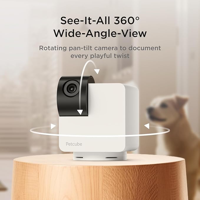 Petcube Pan-Tilt Cam 360° View – 1080p HD Dome Camera, WiFi Pet & Home Security, Complete 360° Surveillance, Night Vision, AI Alerts