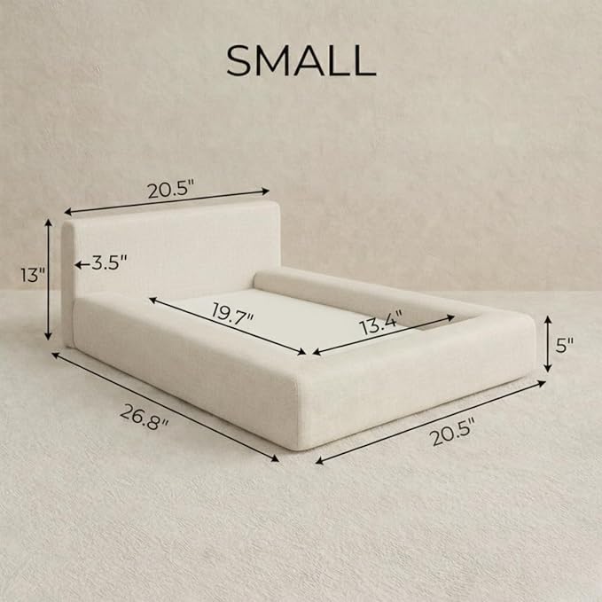 Mini Cloud Bed - Removable and Washable Covers - Toddler Baby Pet Dog Cat Nursery - Upholstered Minimalist Modern Luxury (Waterproof Taupe, Small)