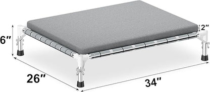 Elevated Raised Outdoor Dog Bed - Cooling Lifted Outside Dogs Bed with Cushion Mat Dog Hammock Bed with Stainless Steel Frame Portable Puppy Pet Bed for Indoor & Outdoor (M:34" x 26" x 8")